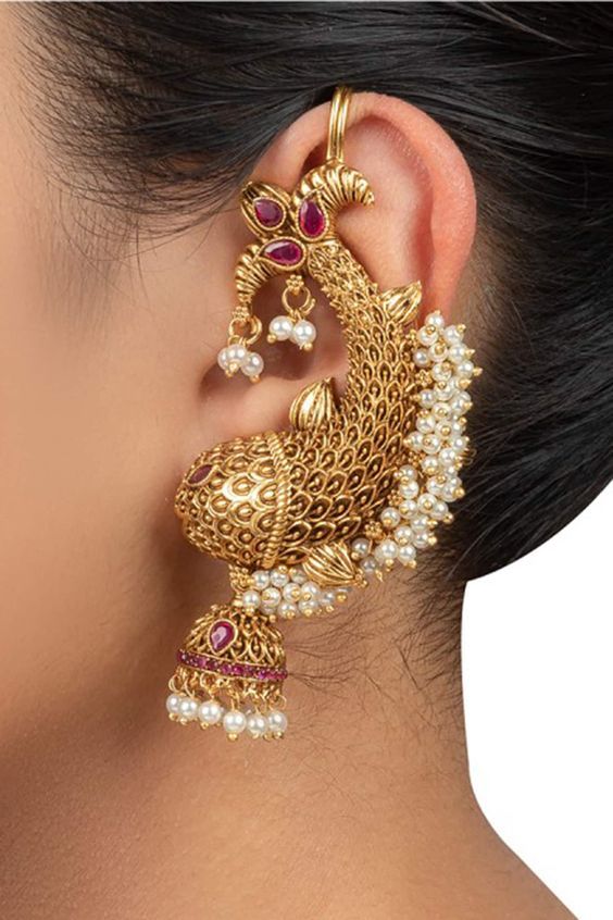 Srivalli Shine Pearl Earrings with Golden Look