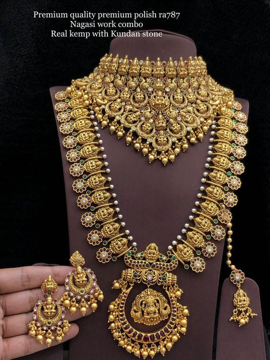 Nagasi Work Super Gold Plated Combo Necklace Set