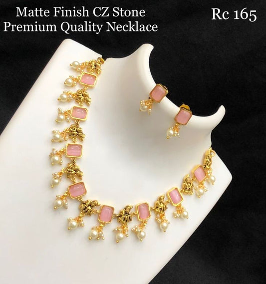 Pink Fashion Stone Necklace set